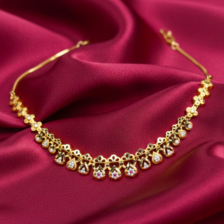 Floral Drop Gold Necklace