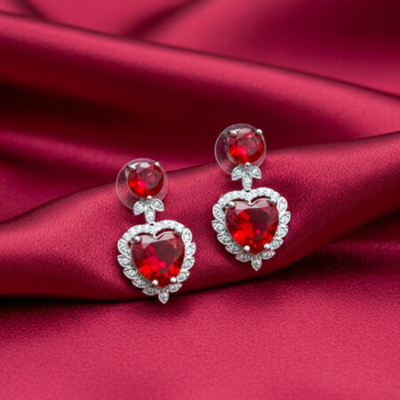 Radiant Ruby Heart Studs