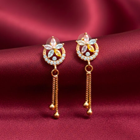 Floral Crystal Tassel Earrings