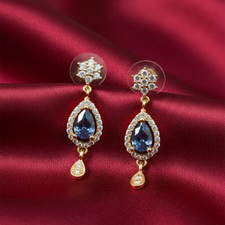 Blue Stone Halo Earrings