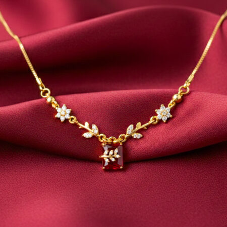 Crimson Leaf Gold Necklace