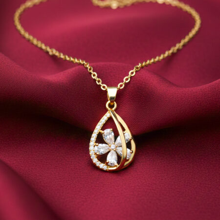 Golden Petal Dewdrop Pendant