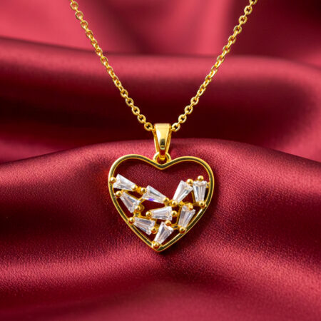 Golden Crystal Heart Necklace