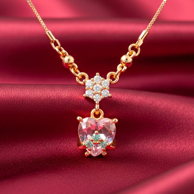Pink Stone Heart Necklace