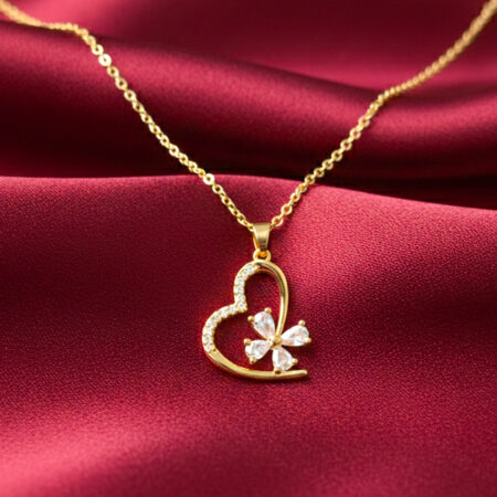 Floral Heart Golden Necklace