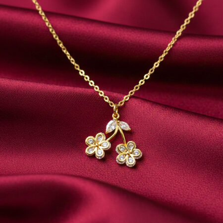 Twin Flower Cherry Necklace