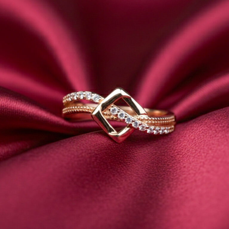 Geometric Charm Rose Gold Ring