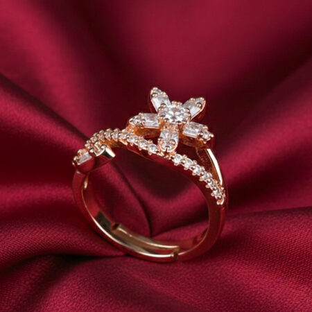 Sparkling Rose Gold Floral Ring